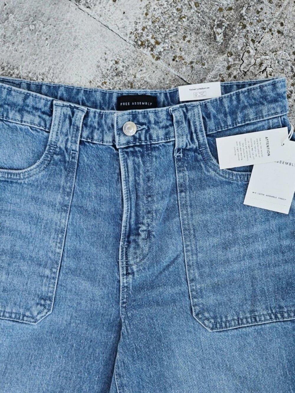 Free Assembly Women Jeans Sky Blue Indigo Wash Denim Carpenter Barrel Size 4 New - Picture 8 of 11